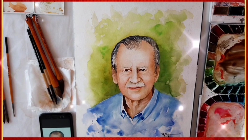 Painting of the face of calligraphers - Abbas Akhavan
